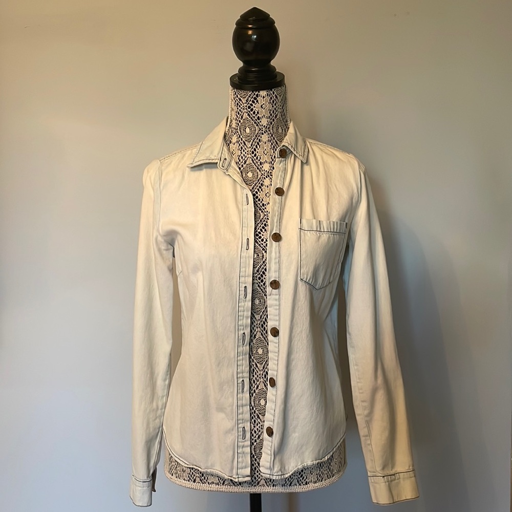 Forever 21 Light Wash Denim Button Down Shirt